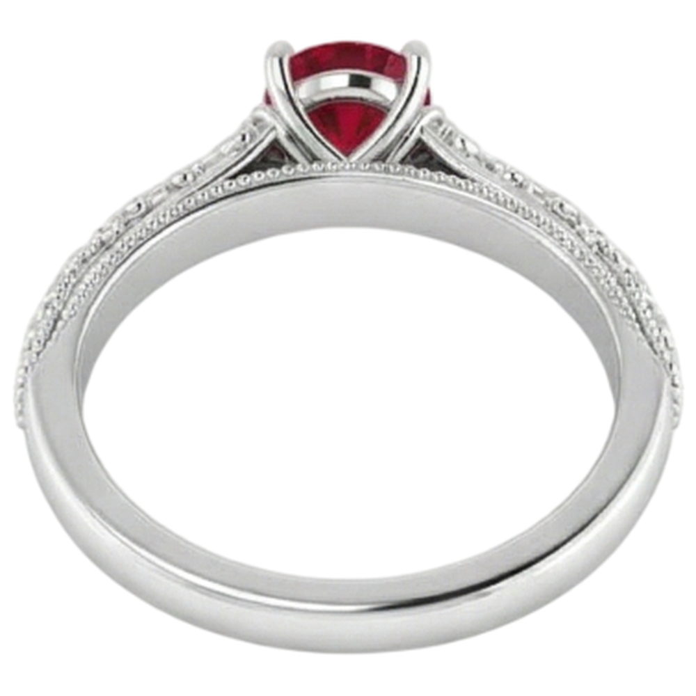 Anello Solitario Rubino 0.75 Carati Stile Antico Nuovo