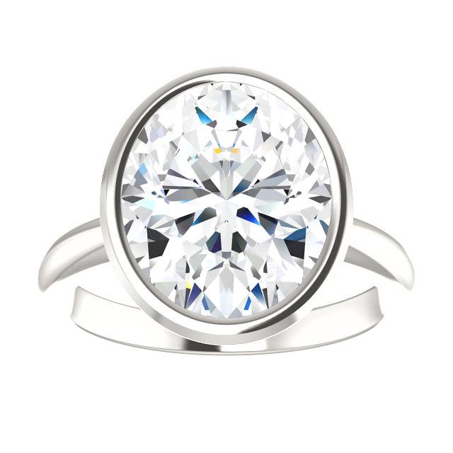 Anello Solitario Vero Diamante 4 Carati Castone Ovale Con Montatura In Oro Bianco