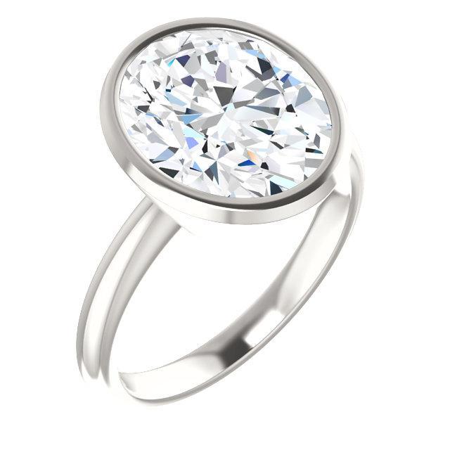 Anello Solitario Vero Diamante 4 Carati Castone Ovale Con Montatura In Oro Bianco