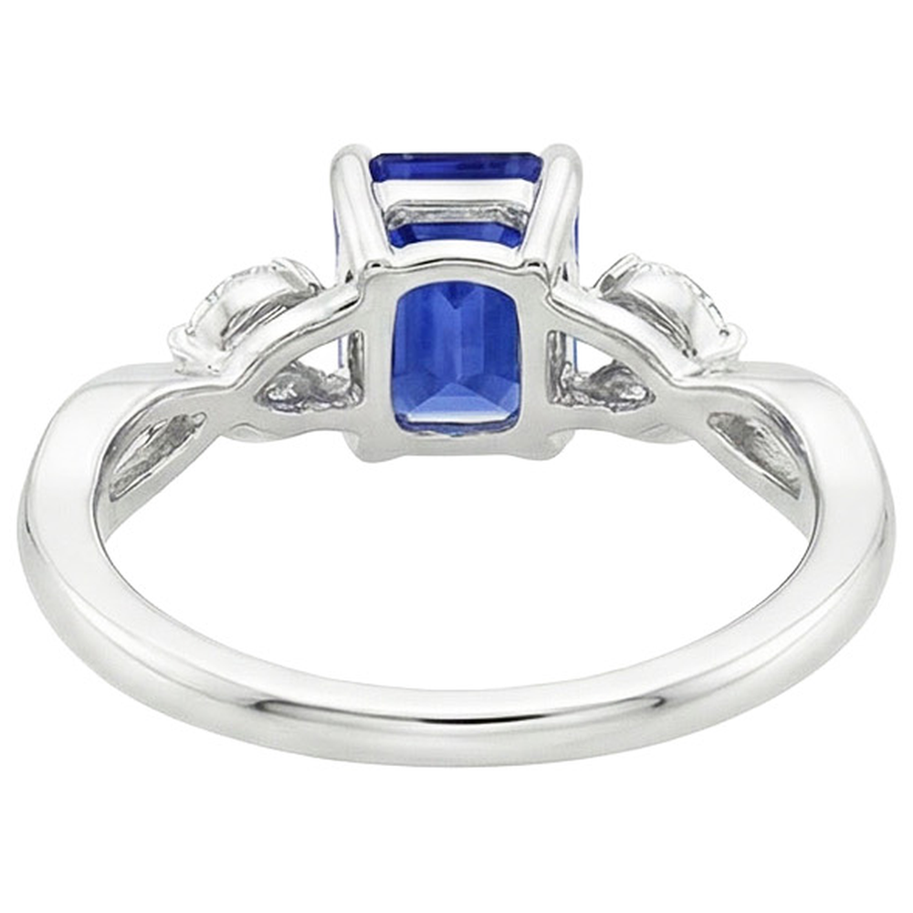 Anello Solitario Zaffiro Blu Smeraldo Con Diamanti Marquise 4 Carati