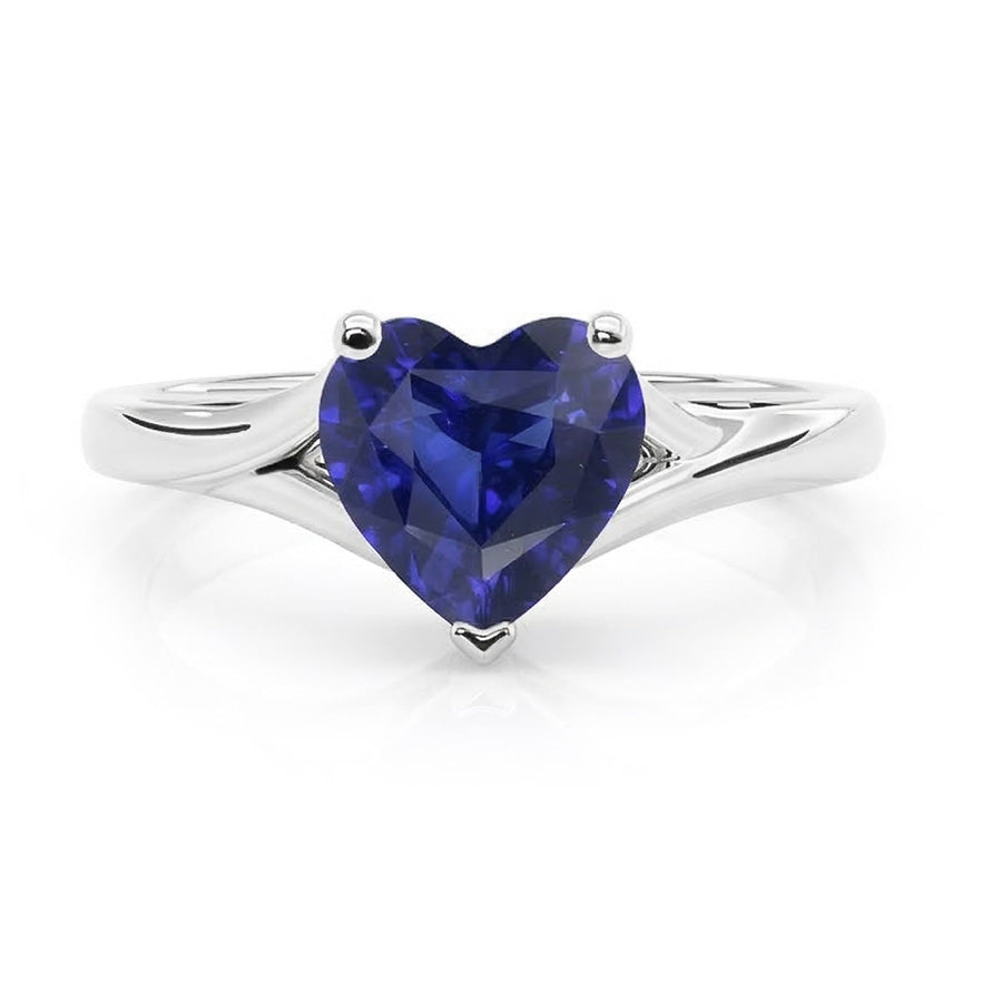 Anello Solitario con 2,50 Carati Cuore Sapphire Split Shank in oro bianco 14K