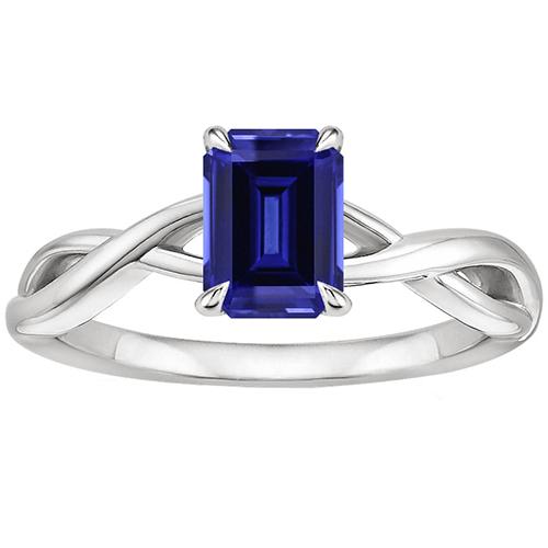 Anello Solitario Oro Bianco 14K Smeraldo Blu Zaffiro 3 Carati - harrychadent.it