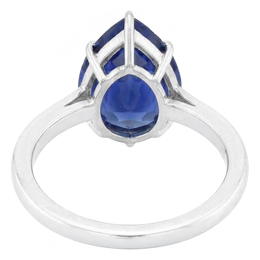 Anello Solitario da Donna Eagle Claw Prongs taglio a pera. Zaffiro dello Sri Lanka da 1,50 carati