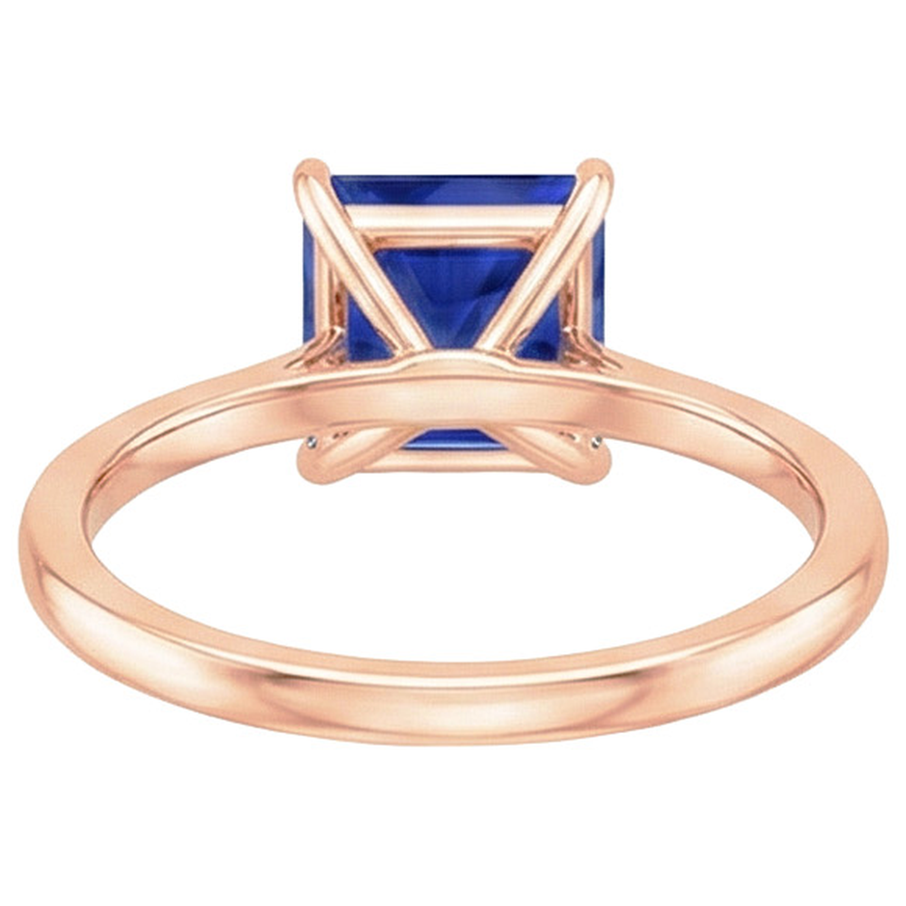 Anello Solitario in Oro Rosa Principessa Zaffiro dello Sri Lanka 3.50 Carati