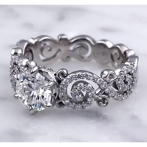 Anello Stile Fede Nuziale 3.50 Carati Con Vero Diamanti Rotondi A 6 Punte Incastonate