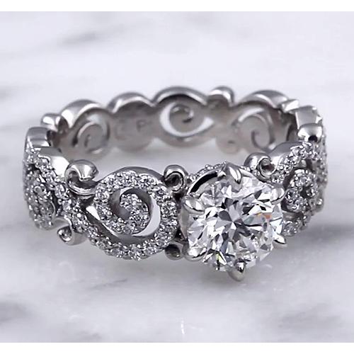 Anello Stile Fede Nuziale 3.50 Carati Con Vero Diamanti Rotondi A 6 Punte Incastonate