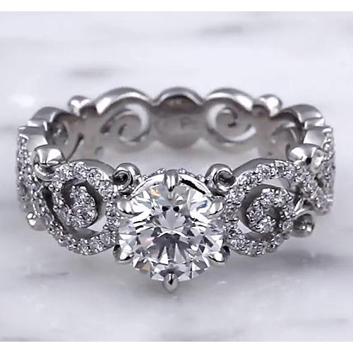 Anello Stile Fede Nuziale 3.50 Carati Con Vero Diamanti Rotondi A 6 Punte Incastonate