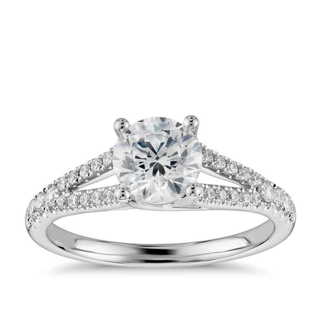 Anello Taglio Brillante Rotondo 3.25 Carati Splendido Genuino Diamante Con Gambo Diviso