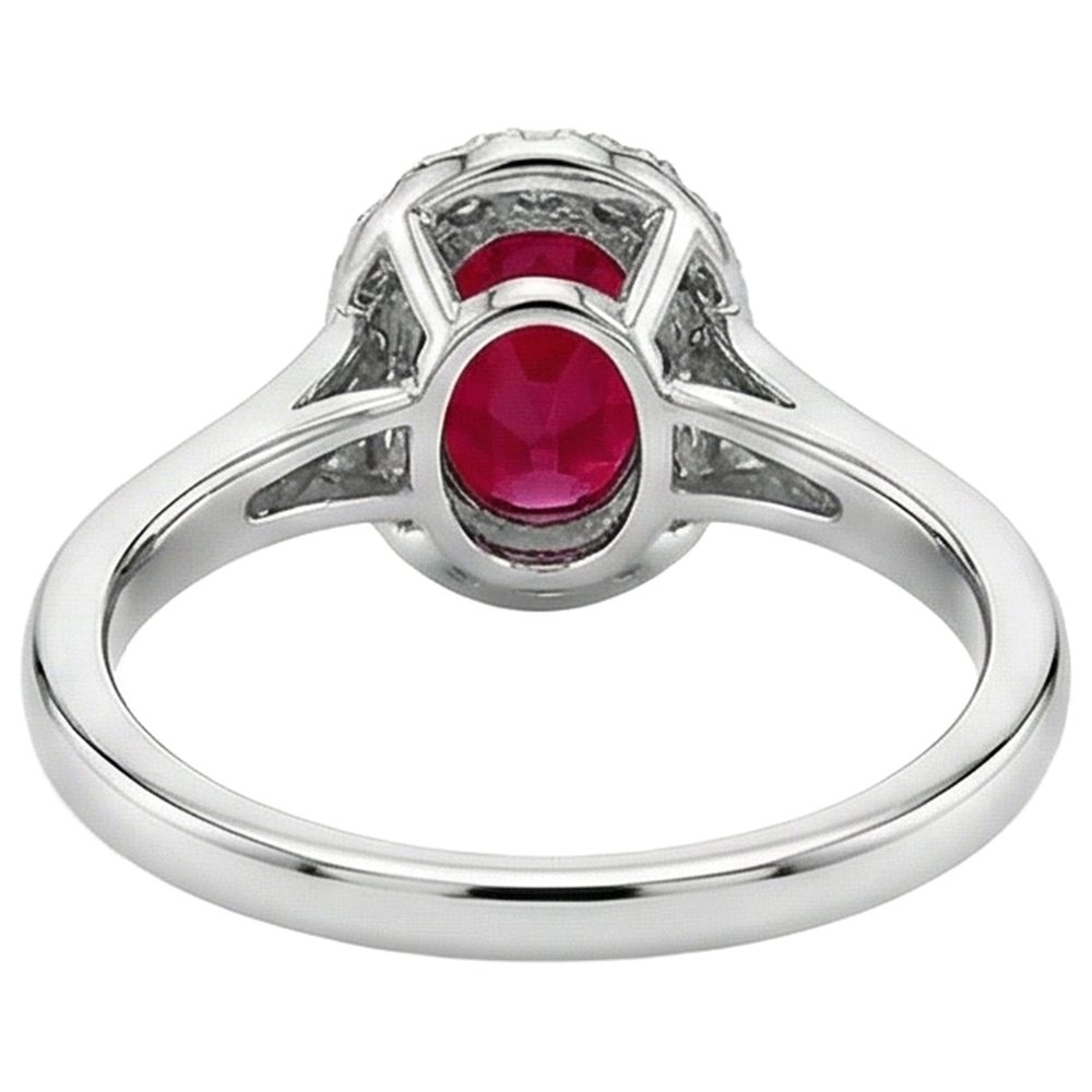 vero oval diamante 3.25carati anello su bianco