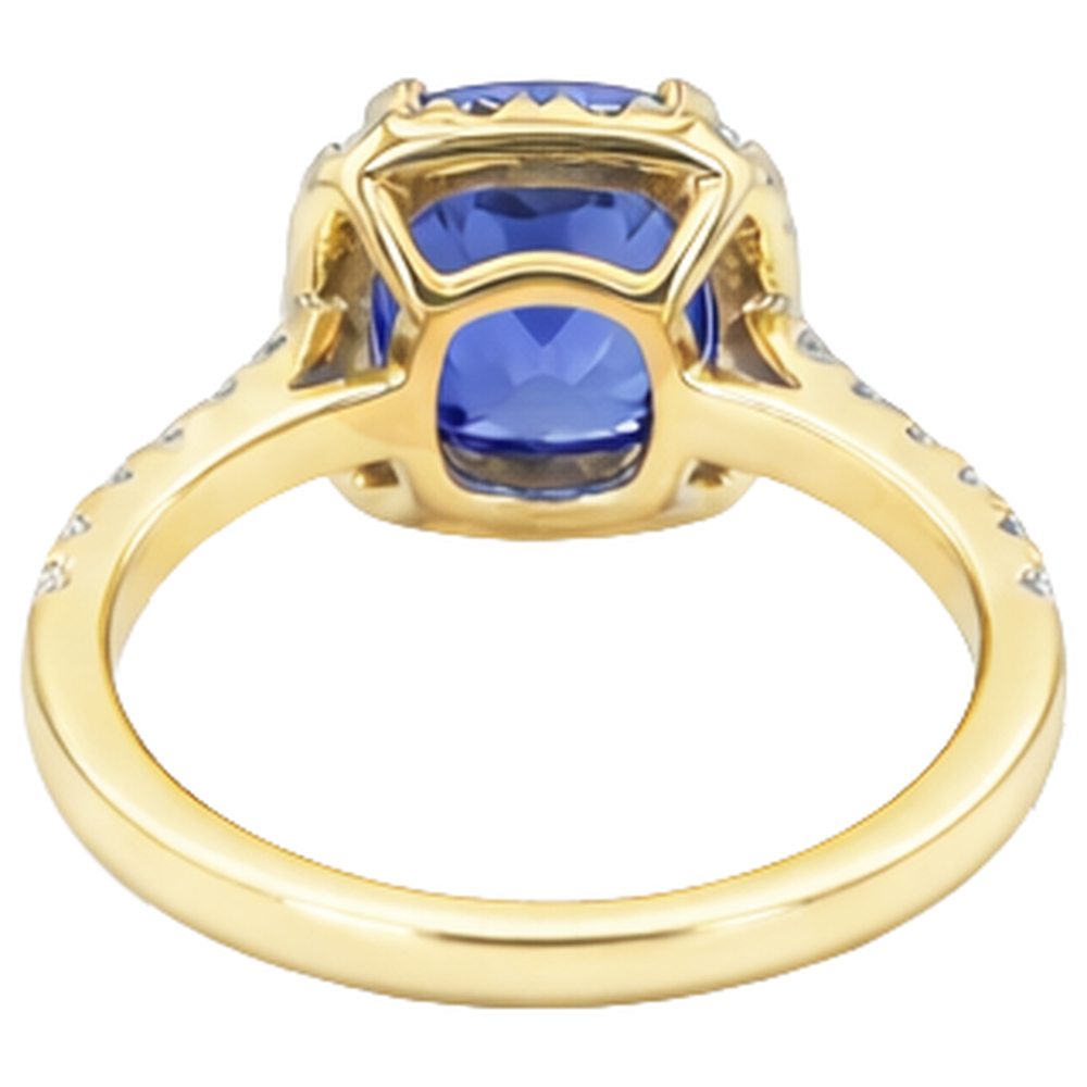 Anello Tanzanite E Diamanti Da 9.00 Ct In Oro Giallo 14K