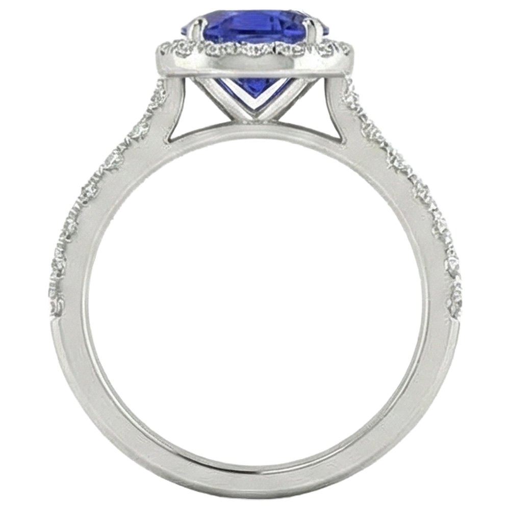 Anello Tanzanite Taglio Rotondo E Diamanti 11 Ct Oro Bianco 14K