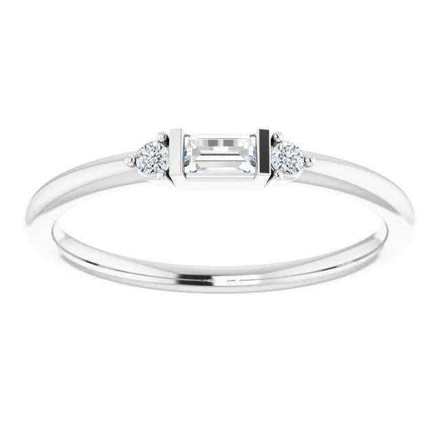 Anello Tre Pietre Genuino Diamante 0.70 Carati Oro Bianco 14K