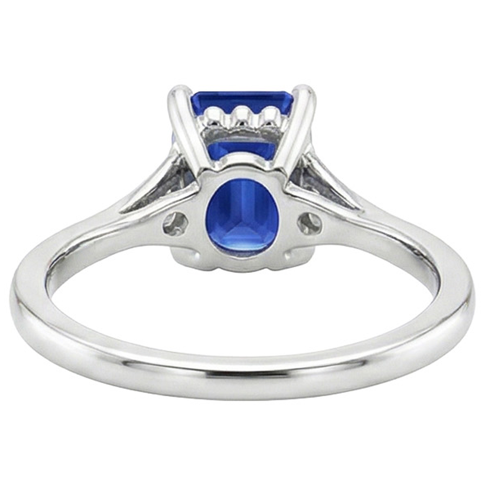 Anello Tre Pietre Smeraldo Zaffiro Sri Lanka & Diamante 3.50 Carati