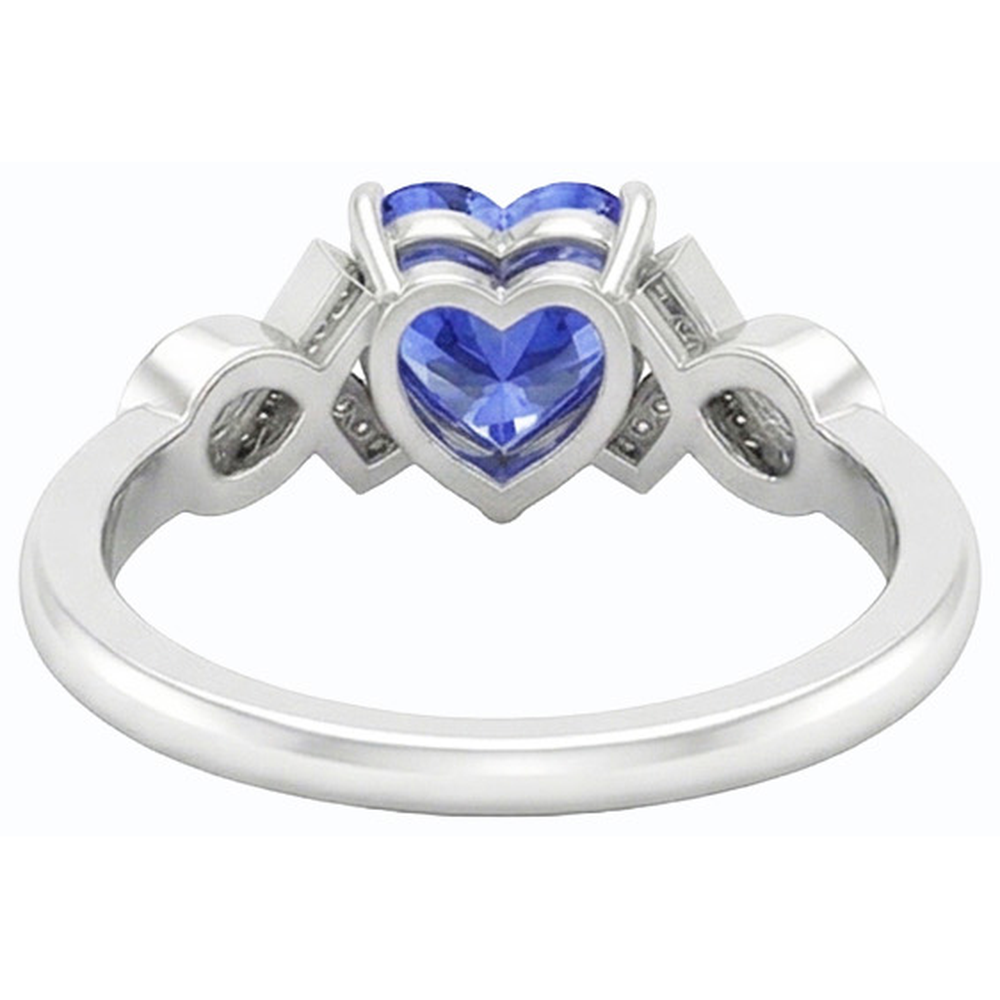 Anello a forma di nastro a forma di cuore con zaffiro dello Sri Lanka da 1,75 carati e diamante