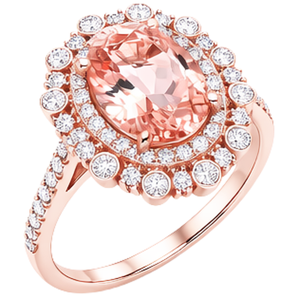 Anello anniversario con Morganite e diamanti da 10.75 ct in oro rosa 14 carati