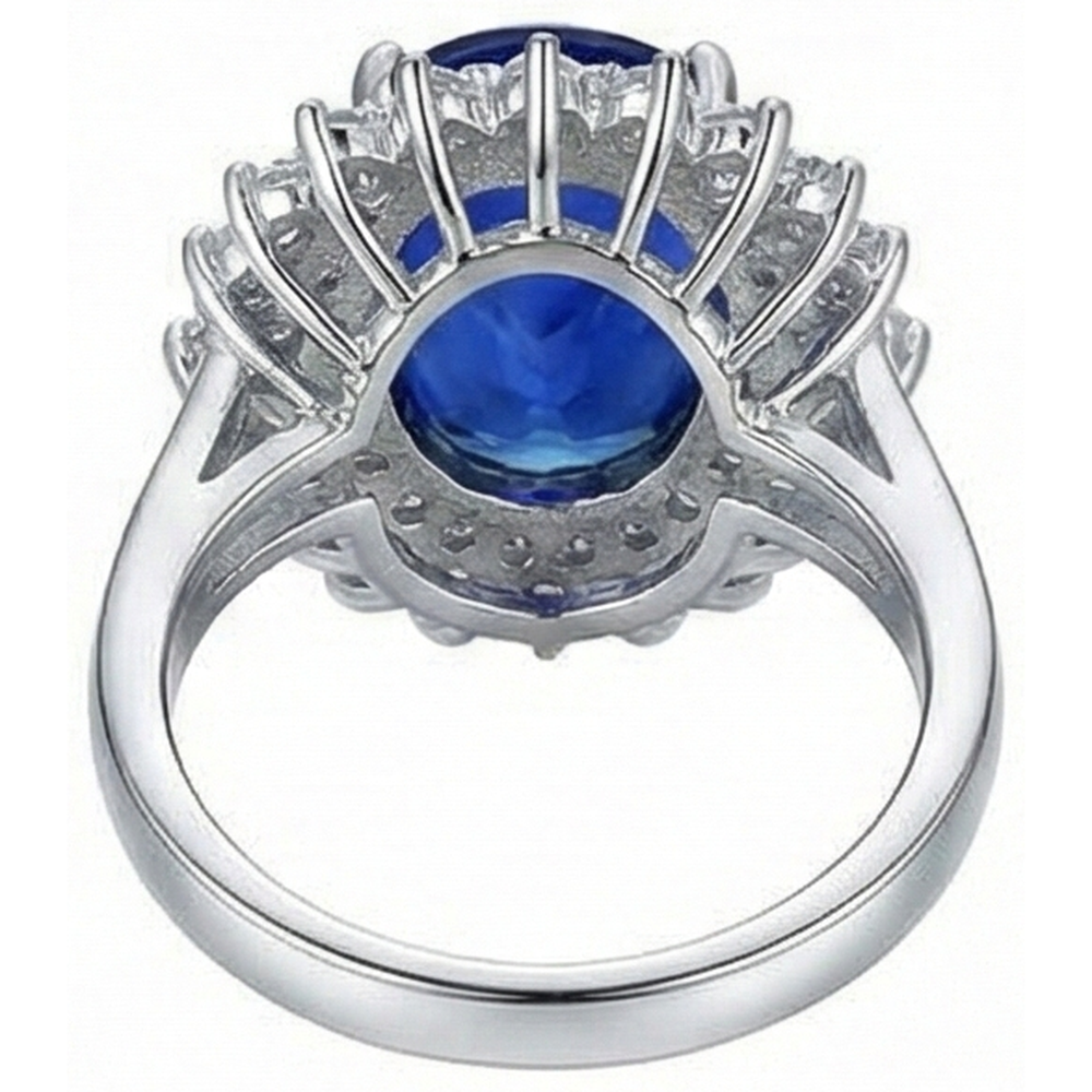 Anello anniversario con diamante e tanzanite blu taglio ovale da 1.85 carati