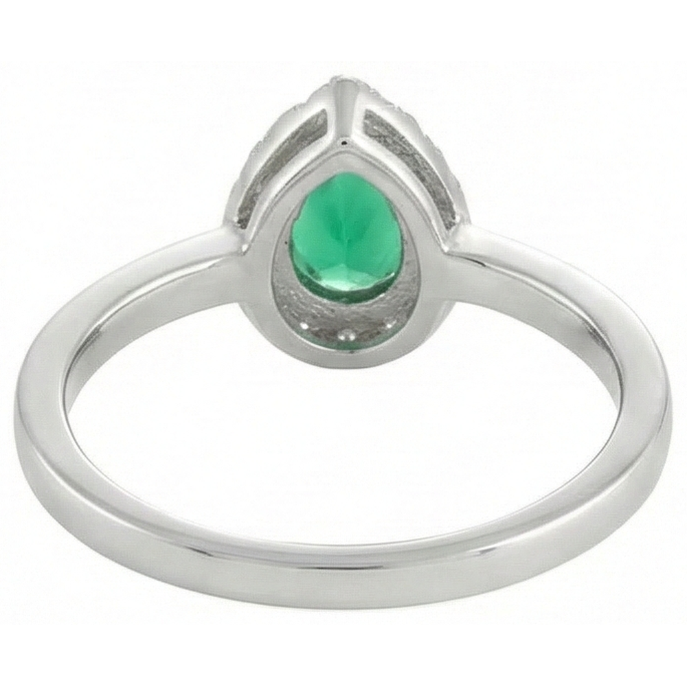 Anello anniversario in oro bianco 14 carati con Verde smeraldo e diamanti 5 ct Novità