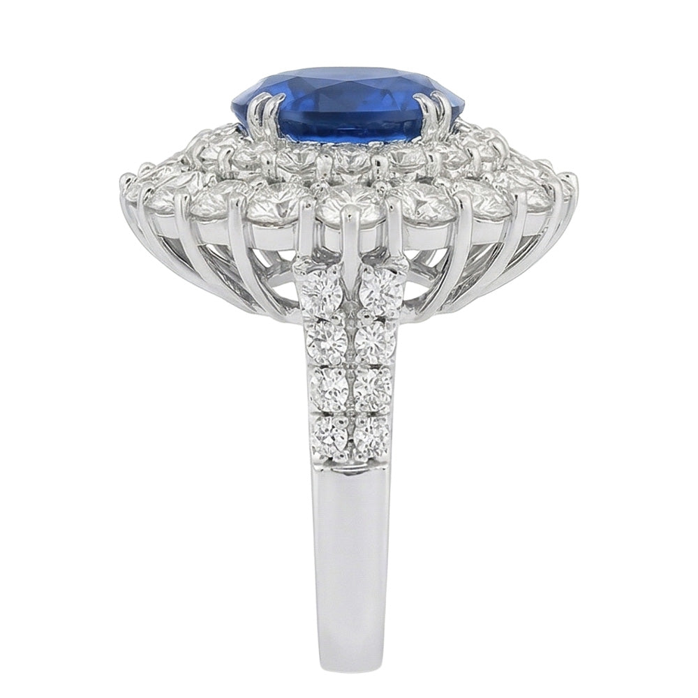 vero round diamante 9.75carati anello vista di profilo