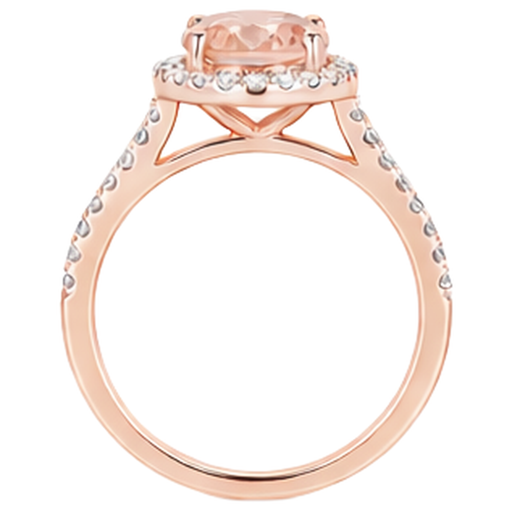 Anello anniversario in oro rosa 14K con Morganite e diamanti da 17.15 ct
