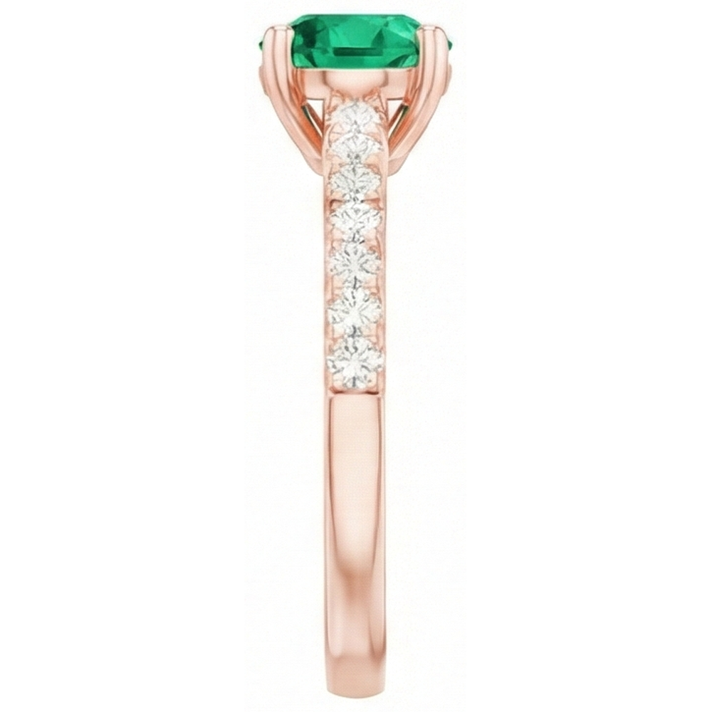 Anello anniversario in oro rosa 14K con smeraldo verde 2.50 carati e diamanti