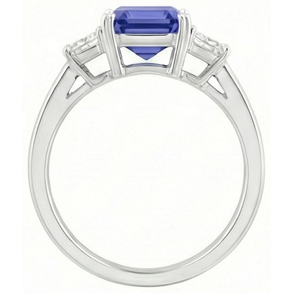 Anello con 3 pietre di zaffiro smeraldo e gioielli con diamanti radianti 2.75 carati