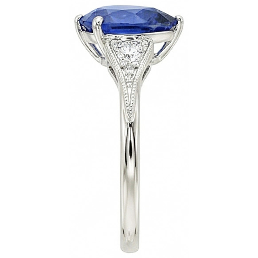 vero round diamante 3.25carati anello vista di profilo