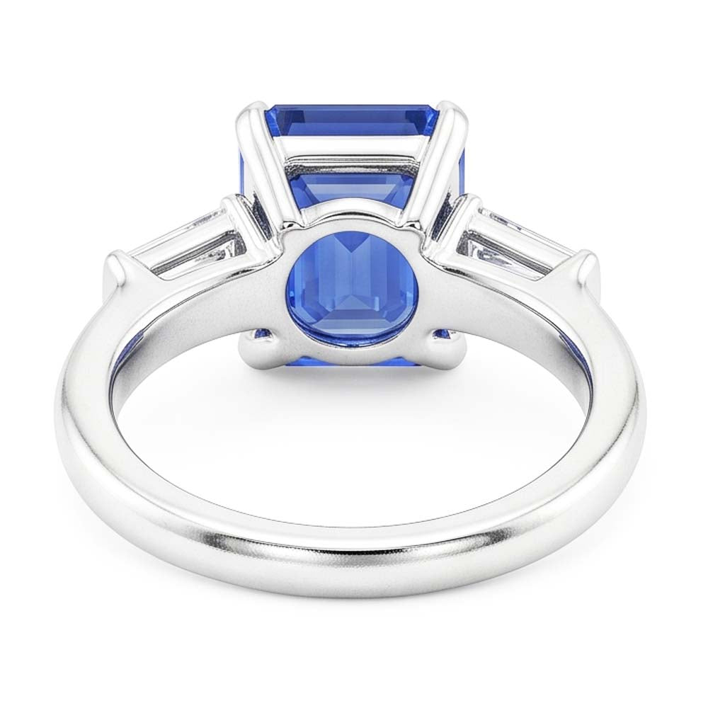 Anello con 3 pietre preziose e zaffiro blu smeraldo 2.50 carati Gioielli da donna