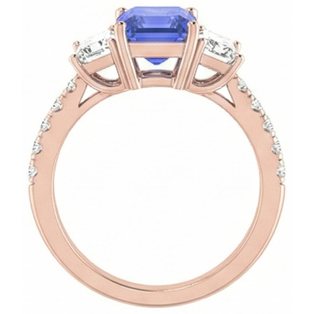 vero round diamante 3.50carati anello vista di profilo