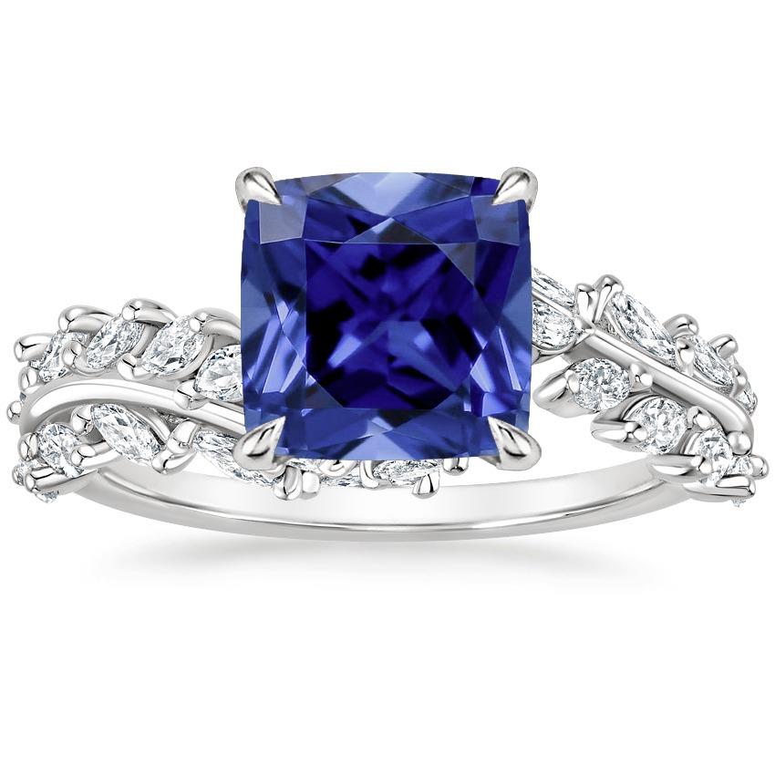 Anello Ceylon Cushion Zaffiro E Marquise Diamante 3.45 Carati - harrychadent.it
