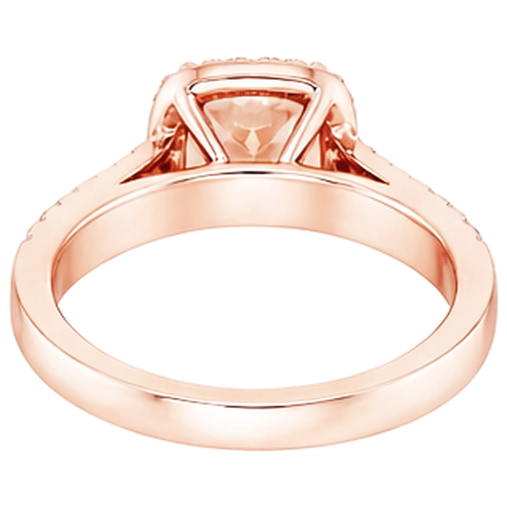 Anello con cuscino in Morganite e diamanti rotondi da 15 ct in oro rosa 14K