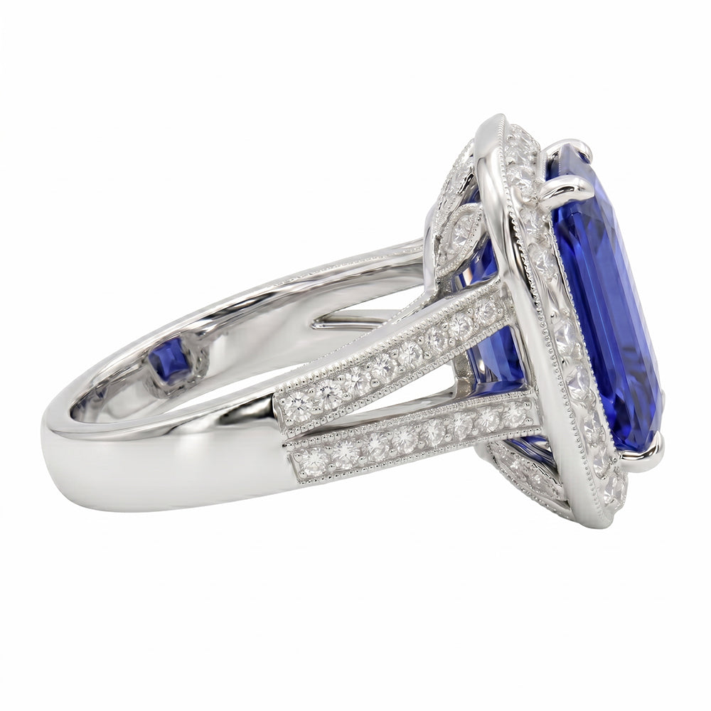 vero radiant diamante 5carati anello vista di profilo