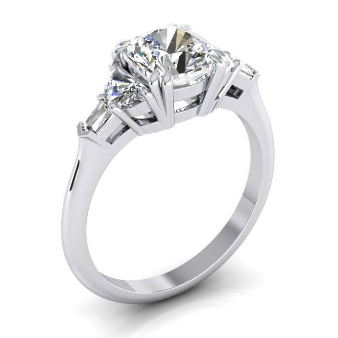 Anello con diamanti baguette a mezzaluna taglio cuscino da 3 ct. Taglio eccellente 14K - harrychadent.it