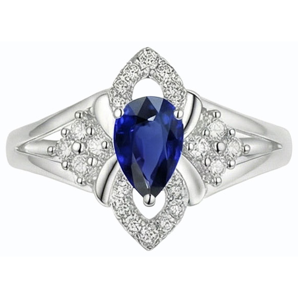 vero pear diamante 2.50carati anello su bianco