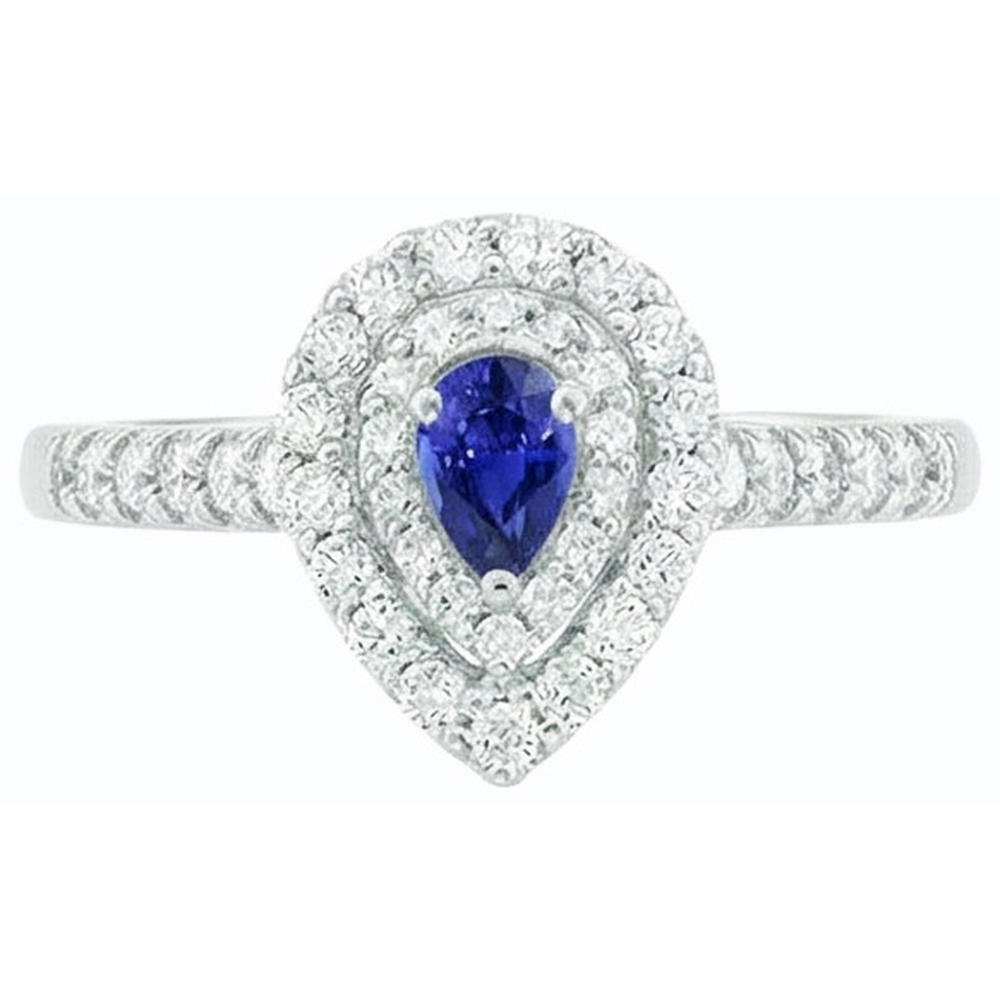 vero pear diamante 3carati anello su bianco
