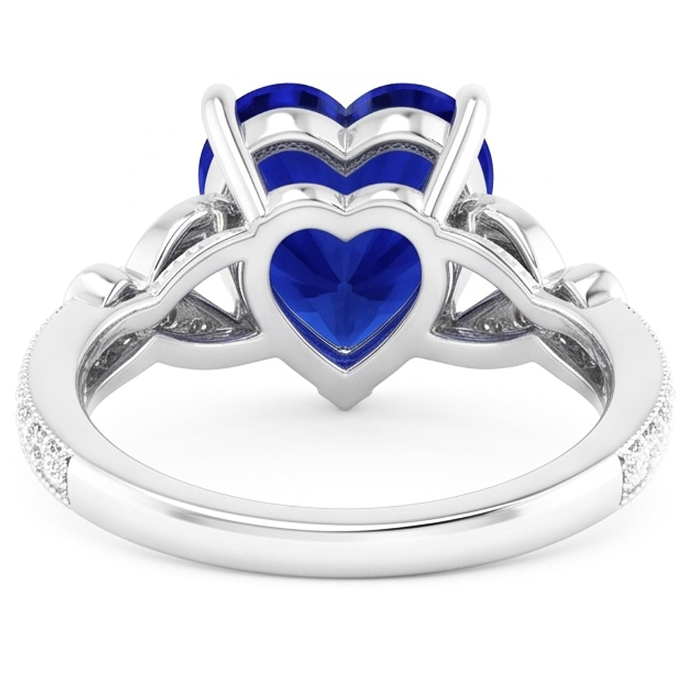 Anello con pietre preziose taglio cuore zaffiro dello Sri Lanka stile farfalla 3 carati
