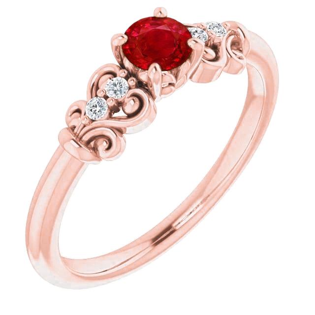 Anello con rubino rotondo in oro rosa 14 carati da 1.40 carati - harrychadent.it