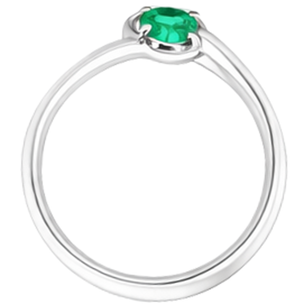 Anello con smeraldo verde a forma libera da 1 carato su montatura in oro bianco 14 k