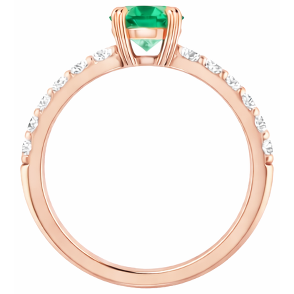 Anello con smeraldo verde rotondo con diamante a quattro punte da 2.50 carati