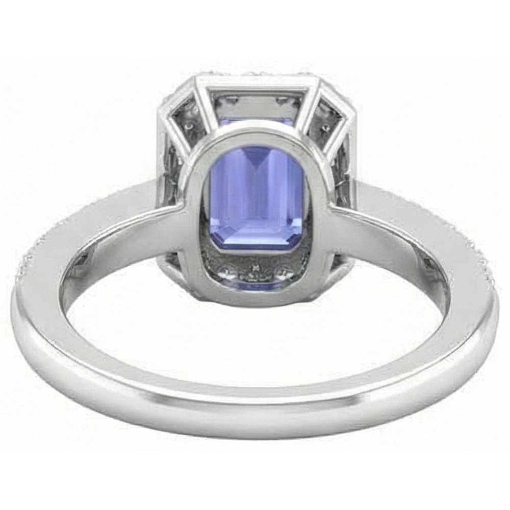 Anello con tanzanite e diamanti da 11.75 ct Nuovo oro bianco 14K