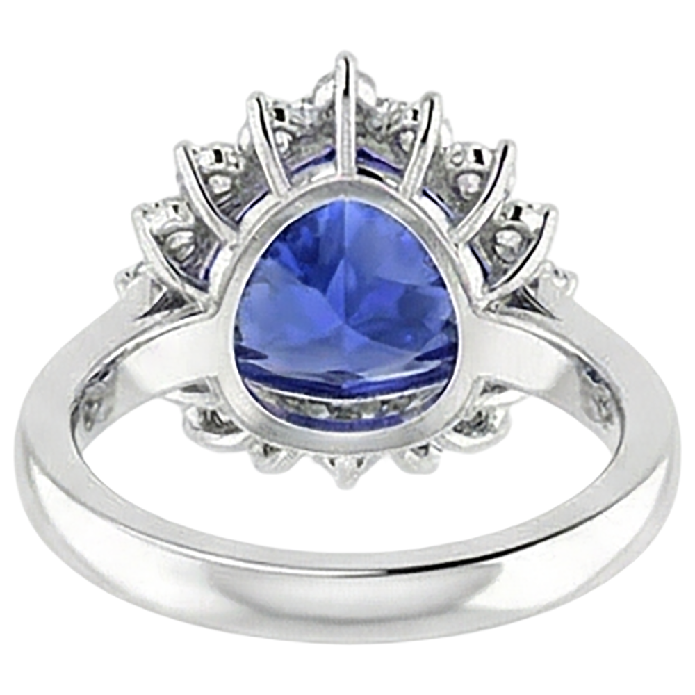 Anello con tanzanite e diamanti tondi 4.60 carati Oro bianco 14K