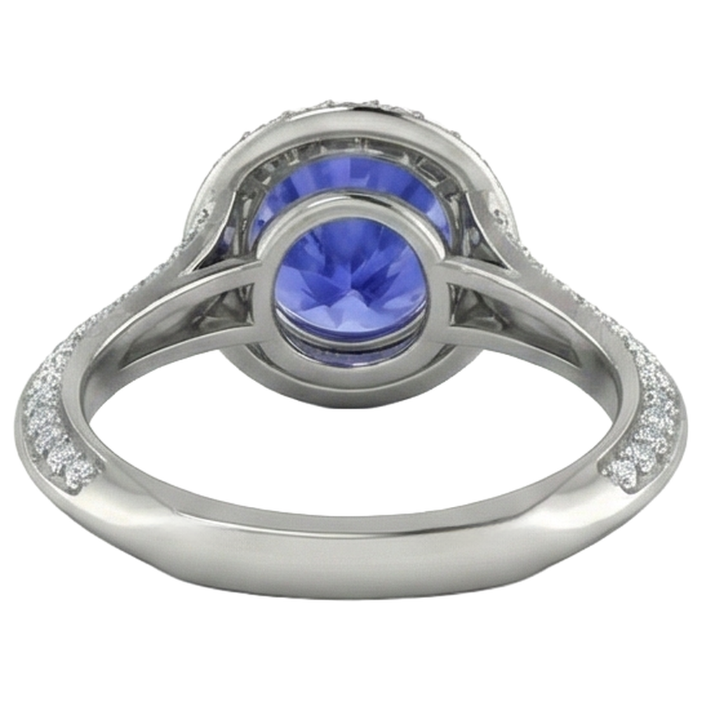 Anello con tanzanite in oro bianco 14K 3.75 carati con diamanti