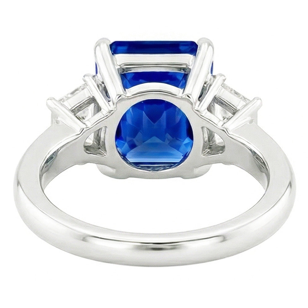 Anello con tre pietre preziose e zaffiro con diamanti radianti 3.50 carati