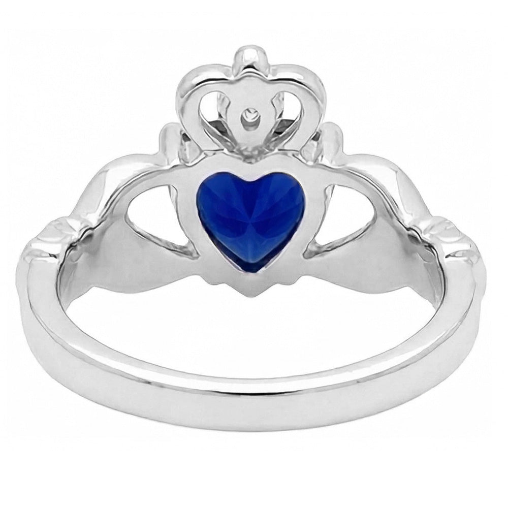 Anello con zaffiro blu a forma di cuore da 2,25 carati e diamante in oro bianco 14K