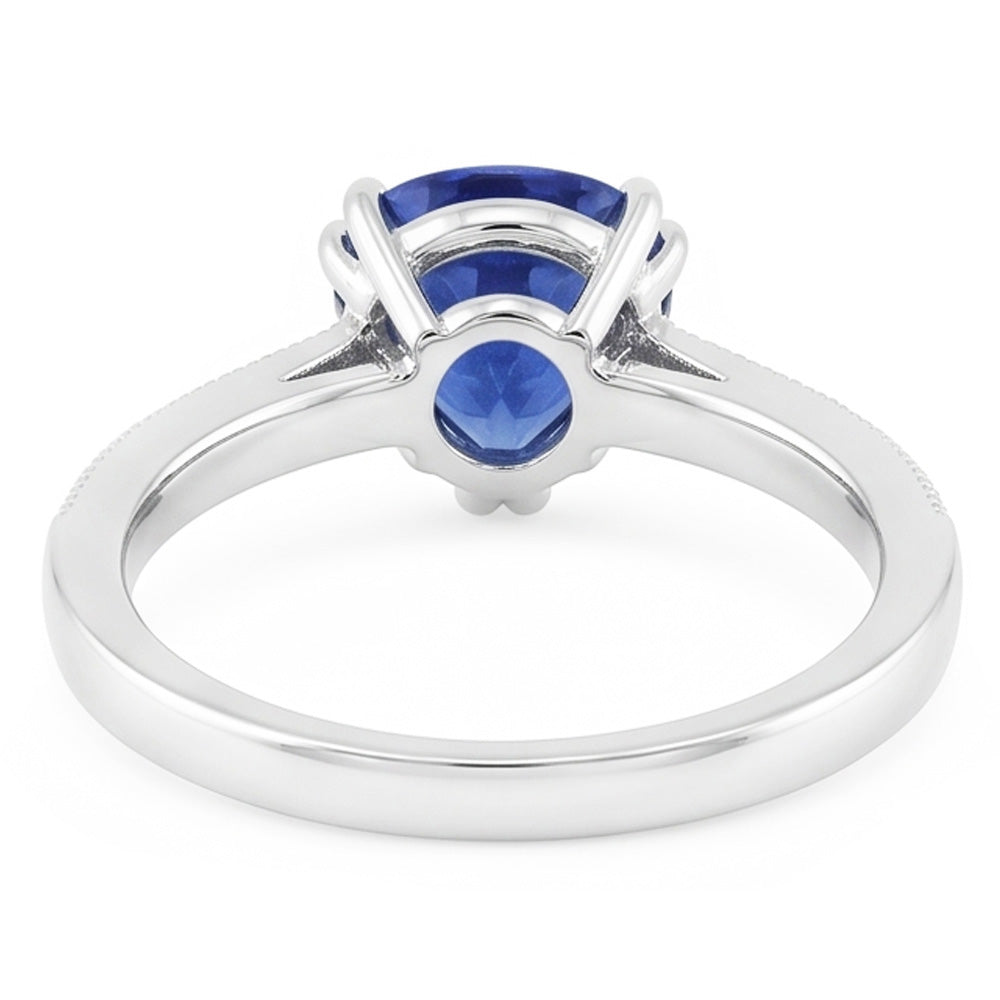 Anello con zaffiro blu taglio trilioni di gioielli con diamanti a doppia punta 2 carati