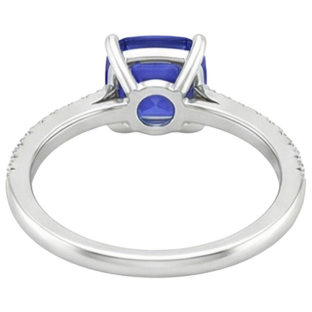 Anello con zaffiro dello Sri Lanka 3 carati e diamanti con accenti in oro bianco 14K