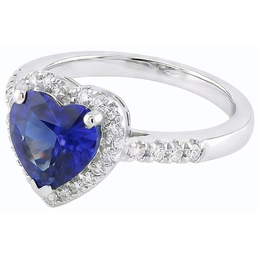 Anello con zaffiro dello Sri Lanka a forma di cuore di gioielli in oro con diamanti 3.50 carati