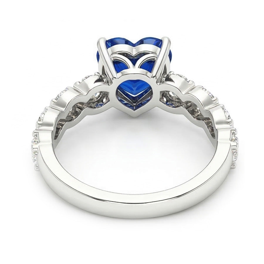 Anello con zaffiro dello Sri Lanka con pietre preziose a cuore con accenti 2.50 carati