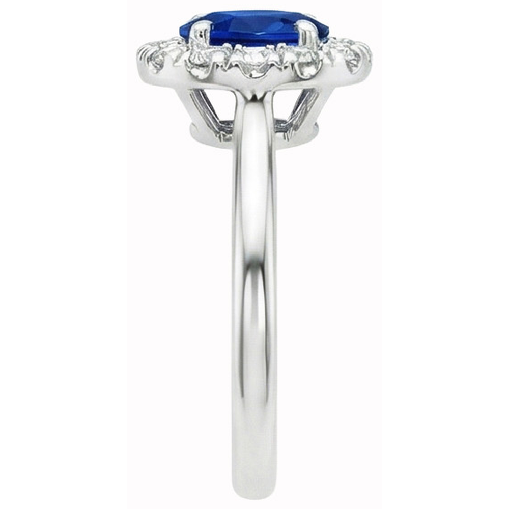Anello con zaffiro dello Sri Lanka ovale a taglio rotondo da 1,85 ct con oro bianco 14K