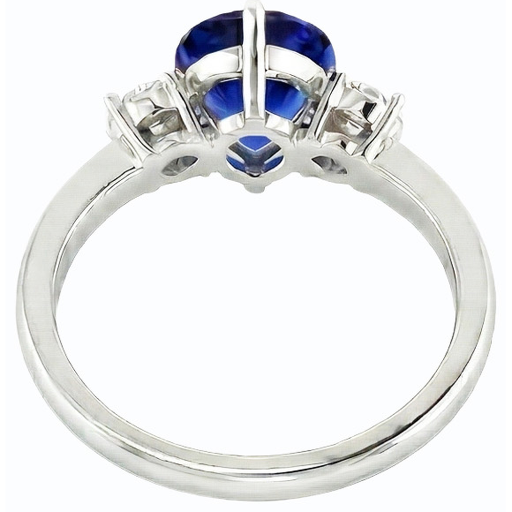 Anello con zaffiro di Ceylon a forma di cuore con tre pietre di diamante 2.50 carati