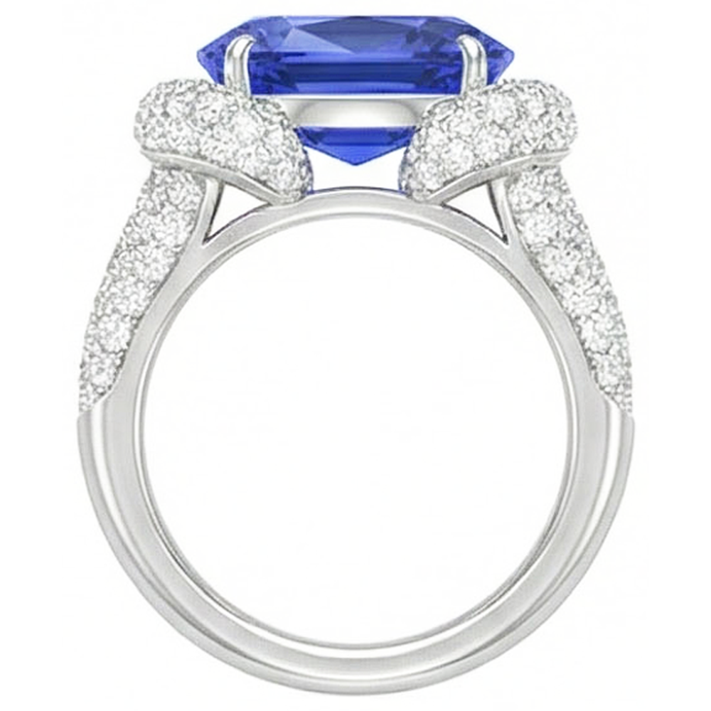 Anello da donna con diamante ovale blu zaffiro 4 carati oro 14k gioielli